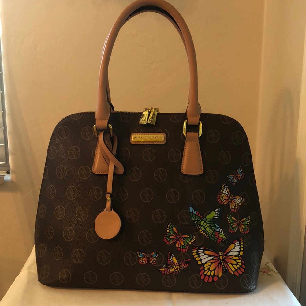 Adrienne Vittadini Butterfly Dome Satchel Purse